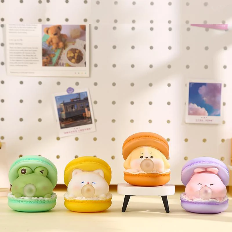1pcs Cartoon Macaron Burger Ornament Squeezing Bubble Soft Stress Relief Desktop Decoration Adult Student Stress Relieving Toy