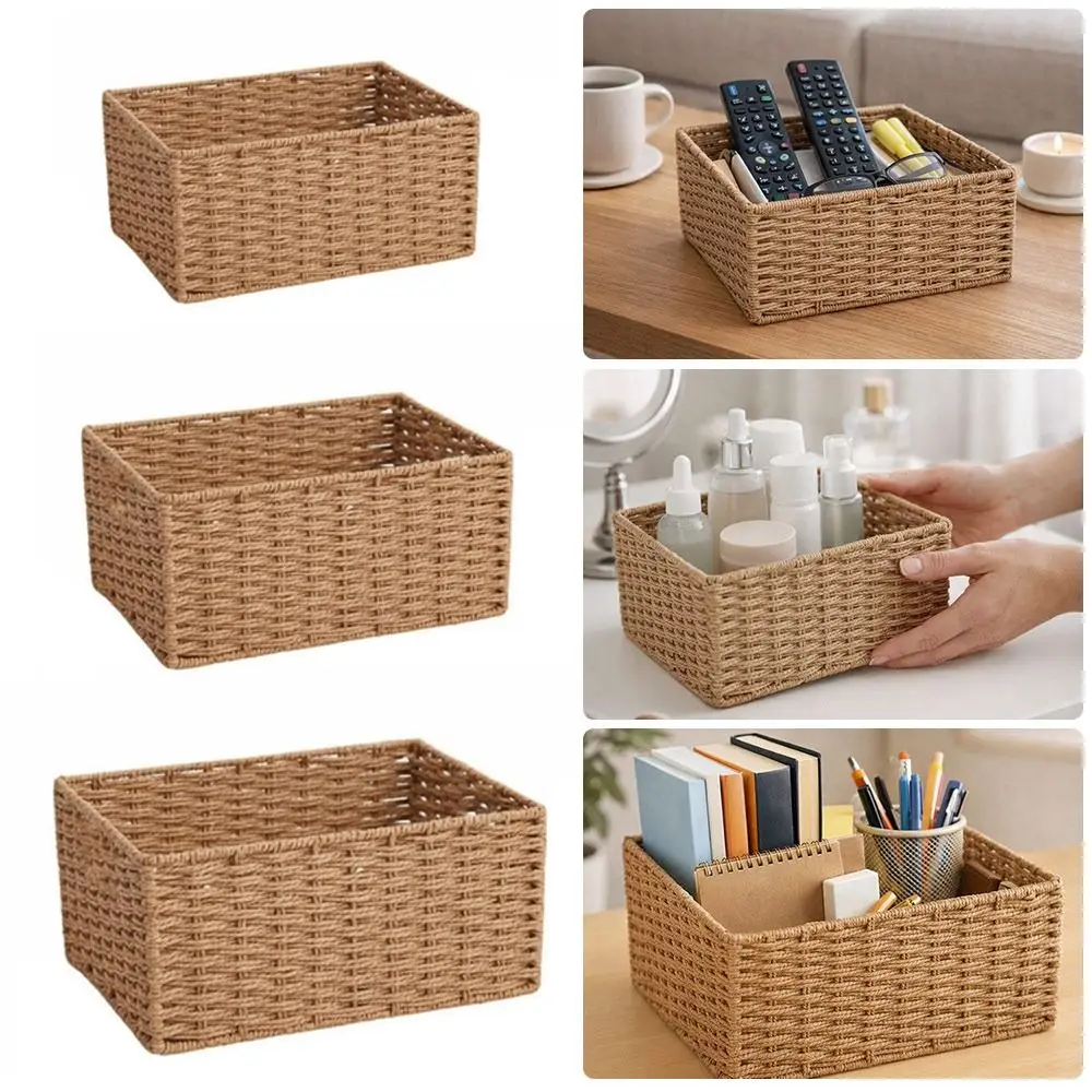 Cesta de Almacenamiento Tejida Duradera de Gran Capacidad, Hecha a Mano, Reutilizable, Organizador de Aperitivos y Artículos Diversos, Cesta para Guardar Ropa