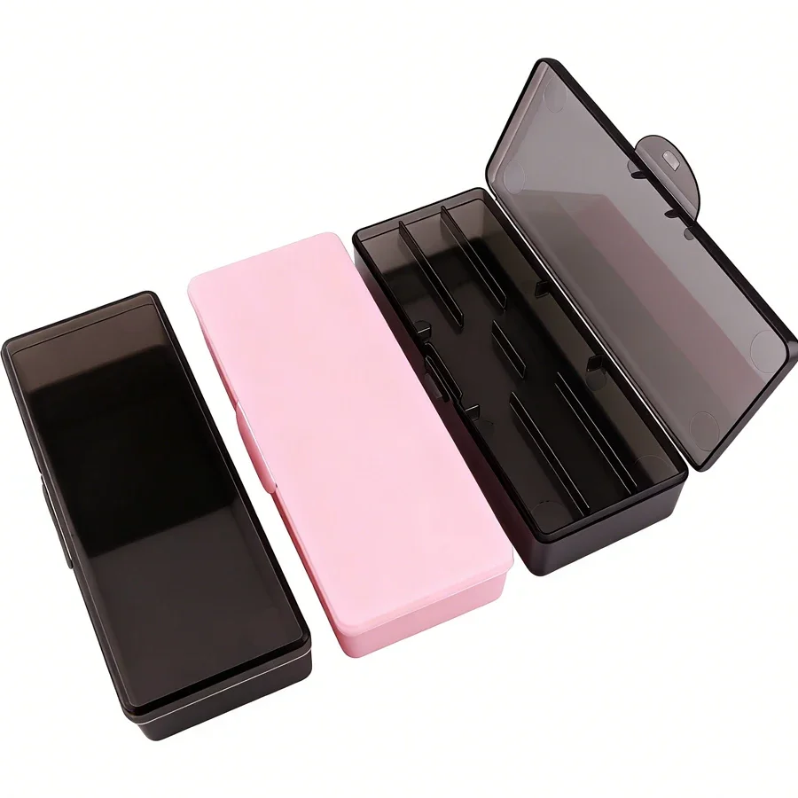 1Pc Double Layer Nail Art Storage Box, Nail Tool Organizer Case for Nail Files Buffers Manicure Tools for Home Salon