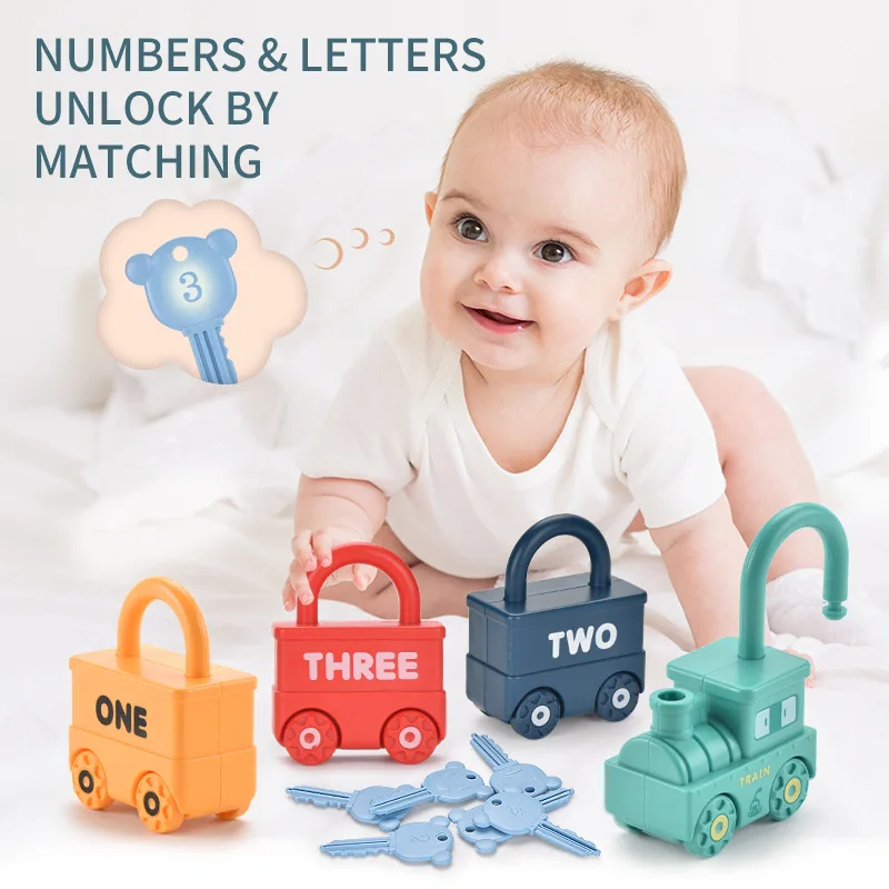 Children's Unlocking Toy Set Car Lock, Montessori Education Letter Matching Home School Mathematics Toys Baby Word Cognition