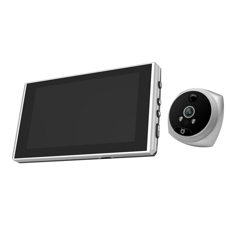 1Set PIR Door Eye Electronic Peephole Door Camera Viewer 2MP 4.5 Inch LCD Screen Silver