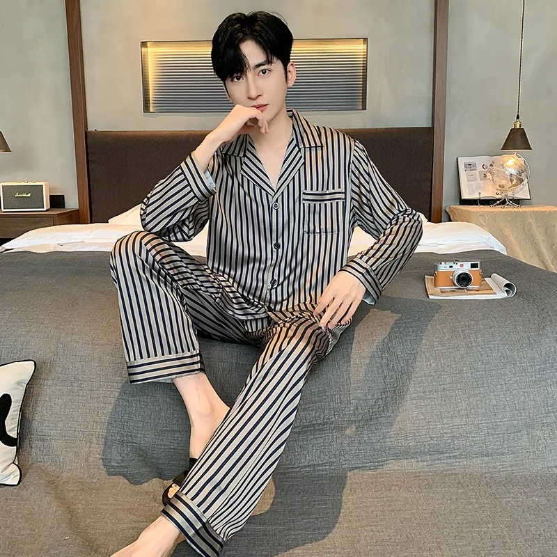 Pajamas Men's Long Sleeve Suit 2026 New Spring Autumn Season Fatty Fattening Large Loose Large Size Thin Spring Autumn