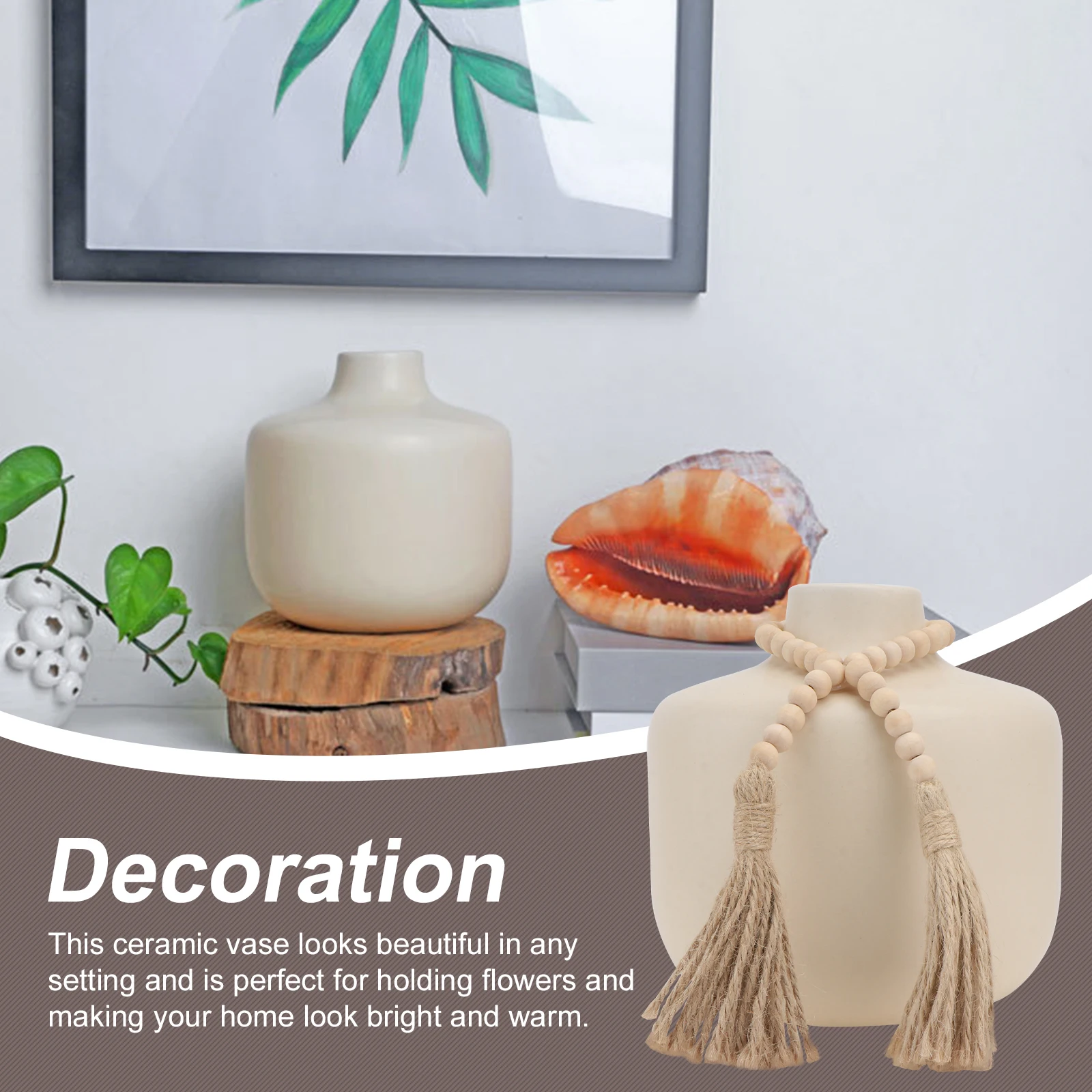 

1Pcs Ceramic Vase Beige Creative Flower Container Decorative Flower Vase Home Adornment Floral Container Nordic Style Desktop