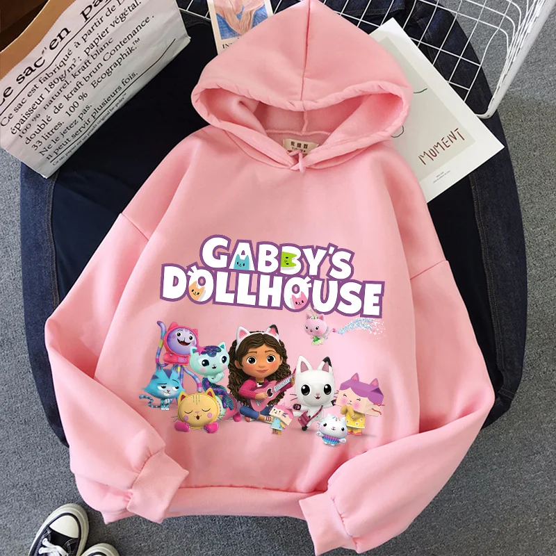 

Gabby Cat Hoodie Cute Preschool Dollhouse Clothing for Girls Toddler Long Sleeved Sport Hoodies Tracksuits Children's Wear Gift