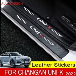 For Changan Unik Uni-k 2024 2023 Car Door Sill Leather Stickers Protection Plate Carbon Fiber Threshold Strip Accessories