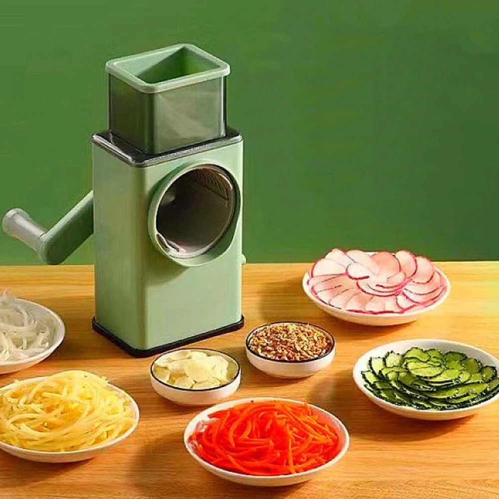 

Drum Vegetable Cutter Rotary Vegatble Grater Manual Mandoline Slicer With 3 Drum Blades Kitchen Vegetable Slicer Grater Cutter