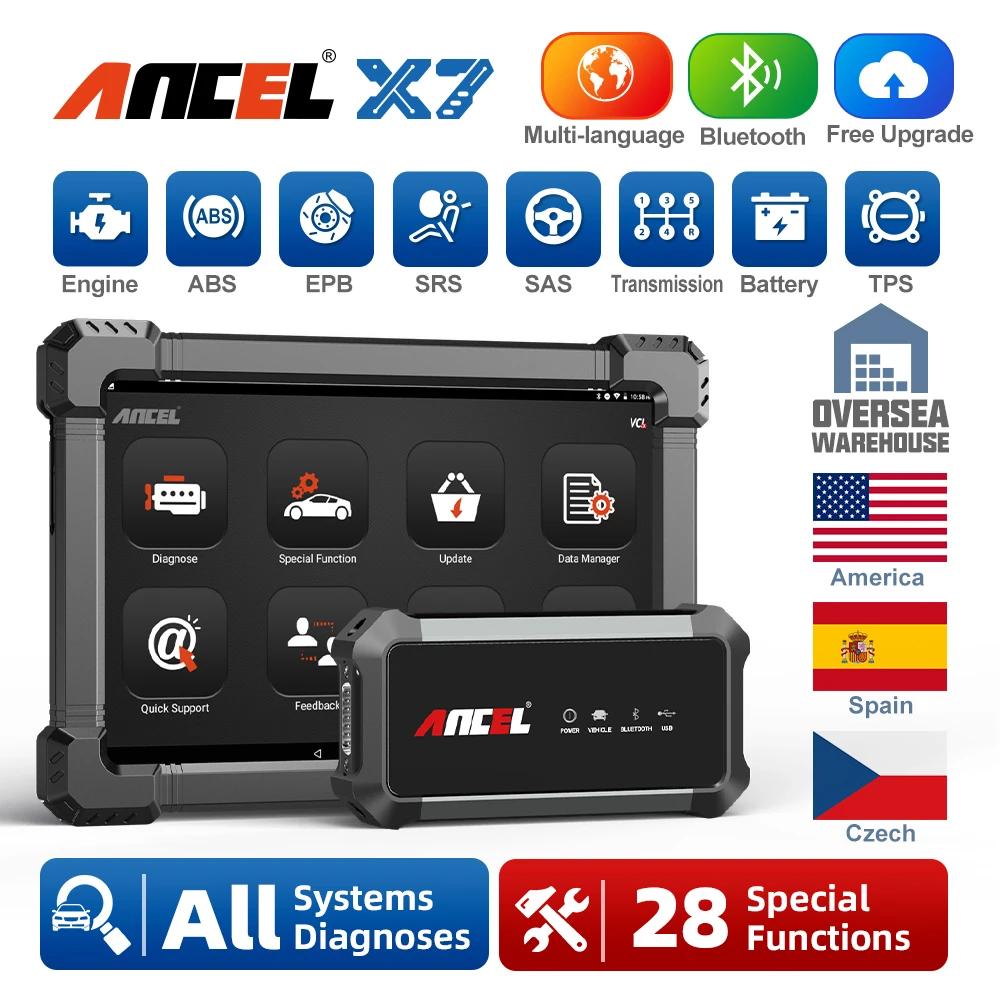 

Ancel X7 OBD2 Automotive Scanner Professional OBD Scanner Full System ABS Oil EPB SAS Reset Bluetooth-compatible Diagnostic Tool