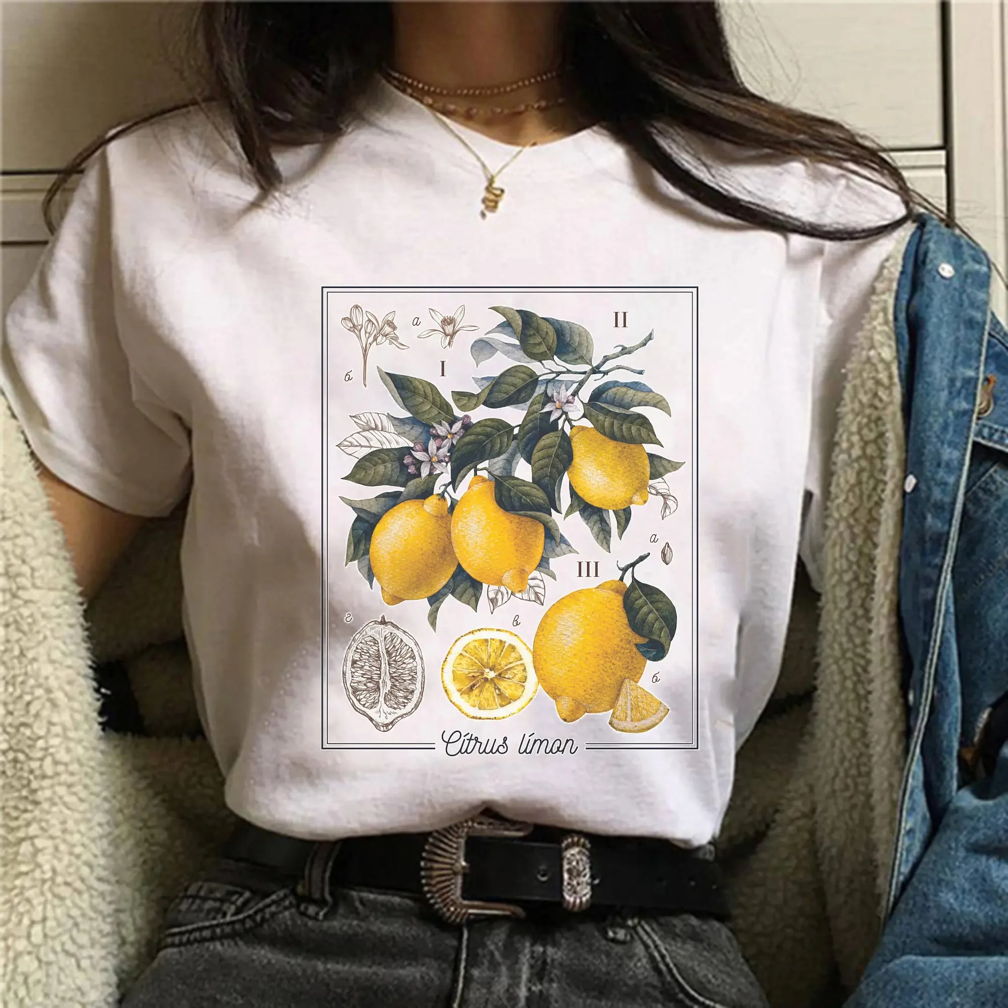 Lemon T Shirt Botanical Cottagecore Clothing Print Gardening Indie Clothes Cute Fruit Aesthetic