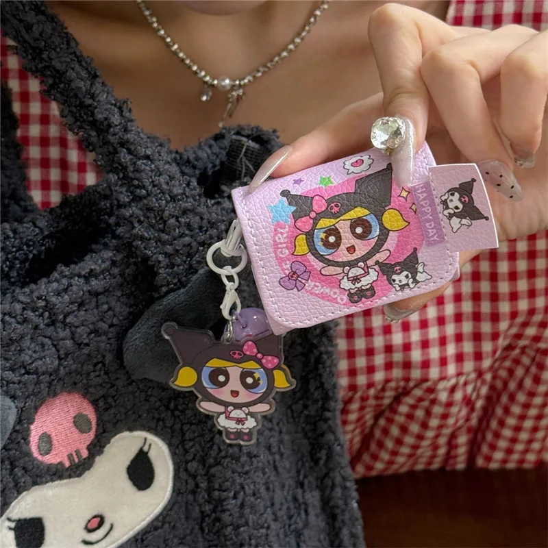 Powerpuff Girls and Anime Saniro Earphone Case for AirPods 1 2 3 Pro Pro2 4 airpods4 Leather Bag Key Chain Cover Funda