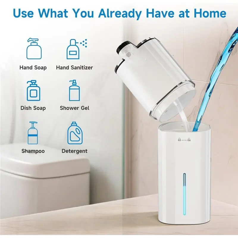 Larger Capacity Automatic Soap Dispenser Touchless, Liquid Hand Soap Dispenser, Rechargeable For Kitchen Bathroom-A77G