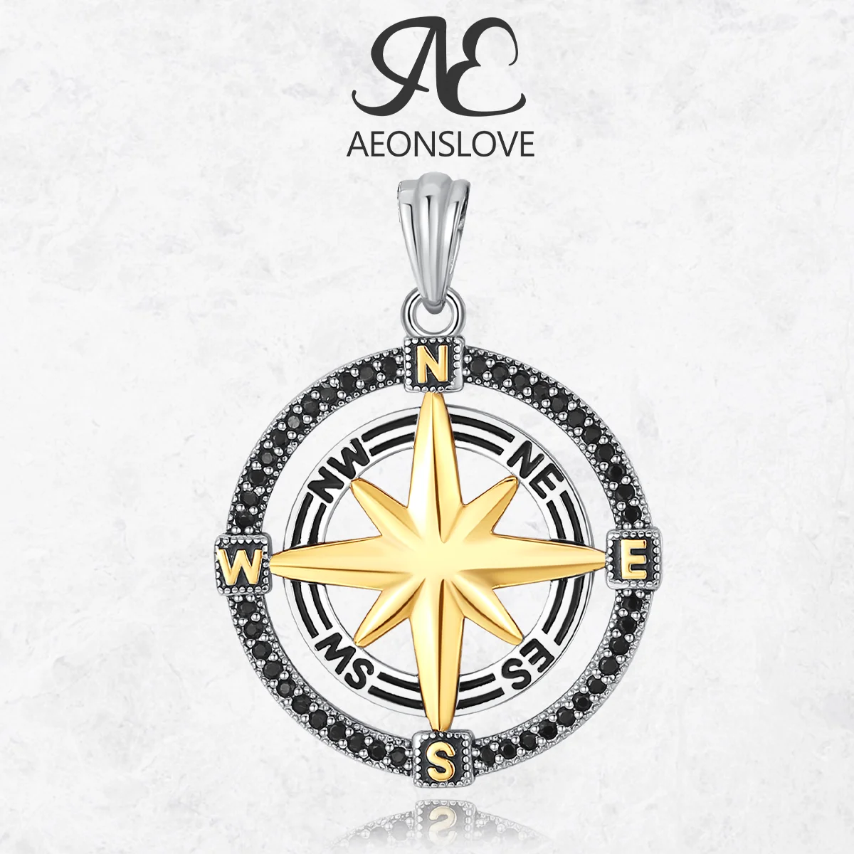 

AEONSLOVE 925 Sterling Silver Compass Necklace 18K Gold Plated North Star Pendant Nautical Jewelry Graduation Gift for Men Women
