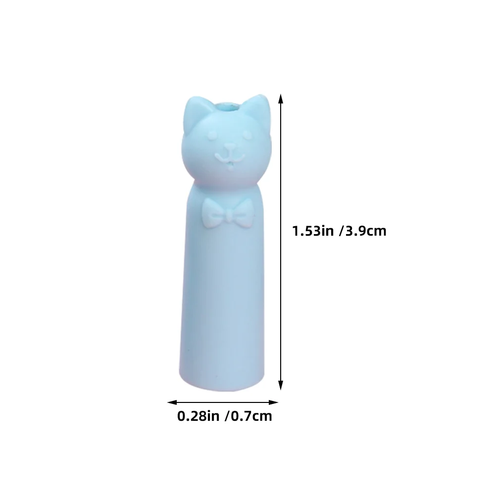 Cat Pencil Hat Lead Pencils Cartoon Extenders Protective Case Silica Gel for Kids