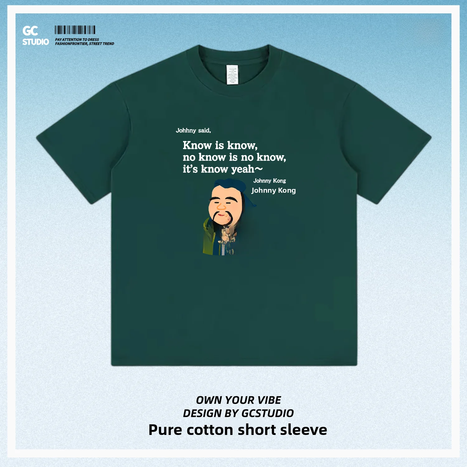 Short Sleeve Pure Cotton T-Shirt Funny Print Know Is Know Translation Confucius Casual Breathable Men's Top round Neck