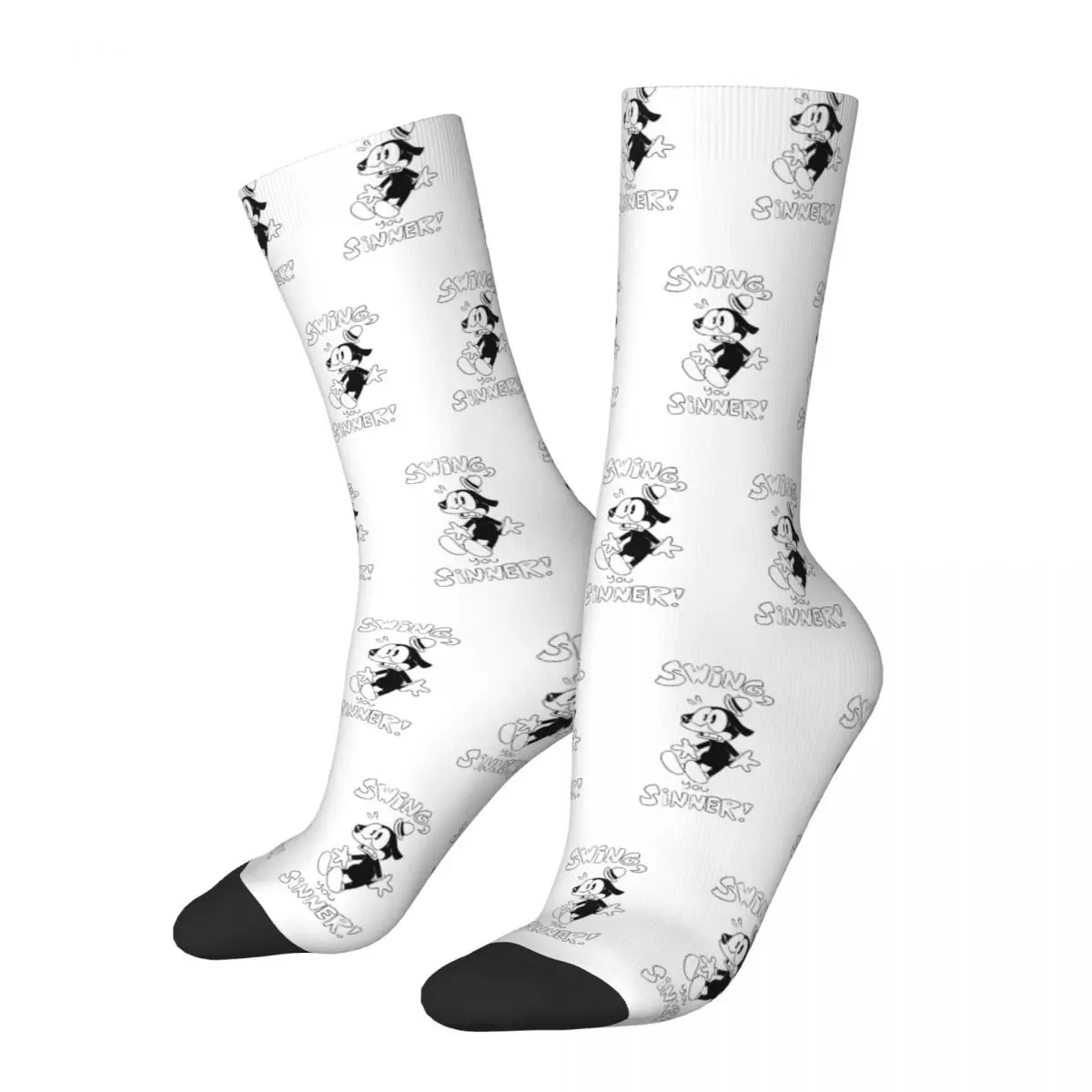 

Funny Swing You Sinners Cuphead Mugman Basketball Socks Polyester Crew Socks for Women Men Sweat Absorbing