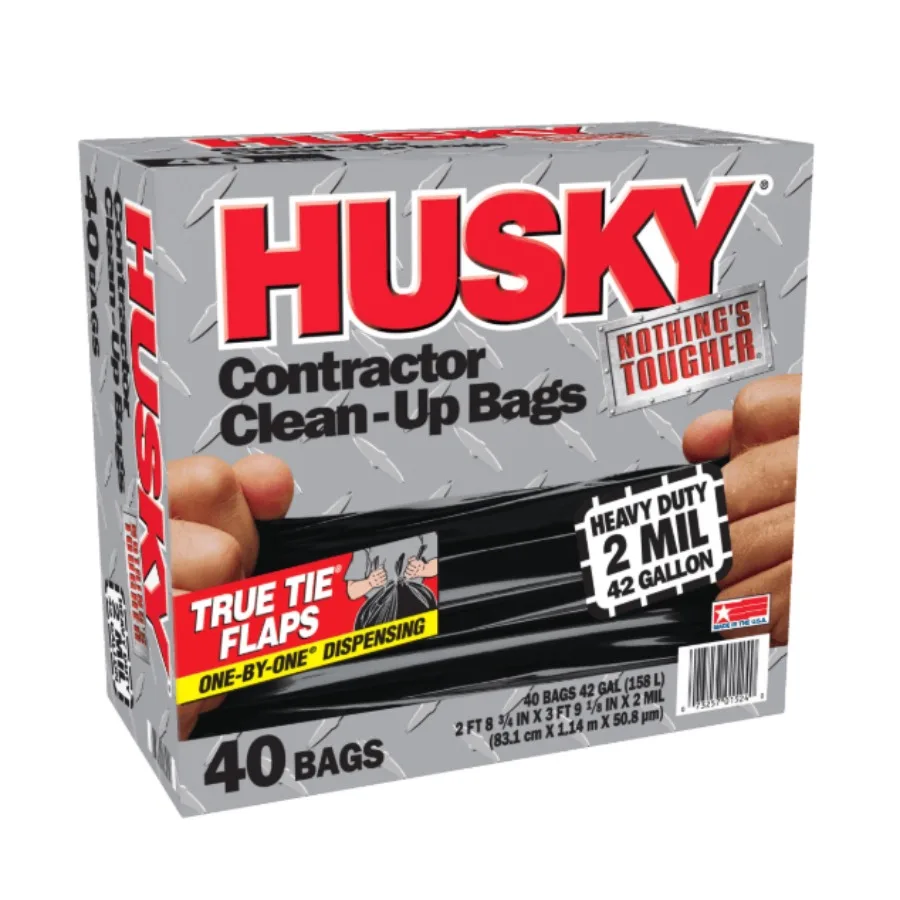 

Heavy Duty Contractor Black Bags 42 Gallon 40 Bags 2 Mil 20 PCR