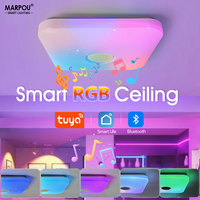 MARPOU TUYA Smart RGB Square Ceiling Light with Speaker LED Home Decor 36W 60W 220V Play Music Lamp Bluetooth APP Remote Control