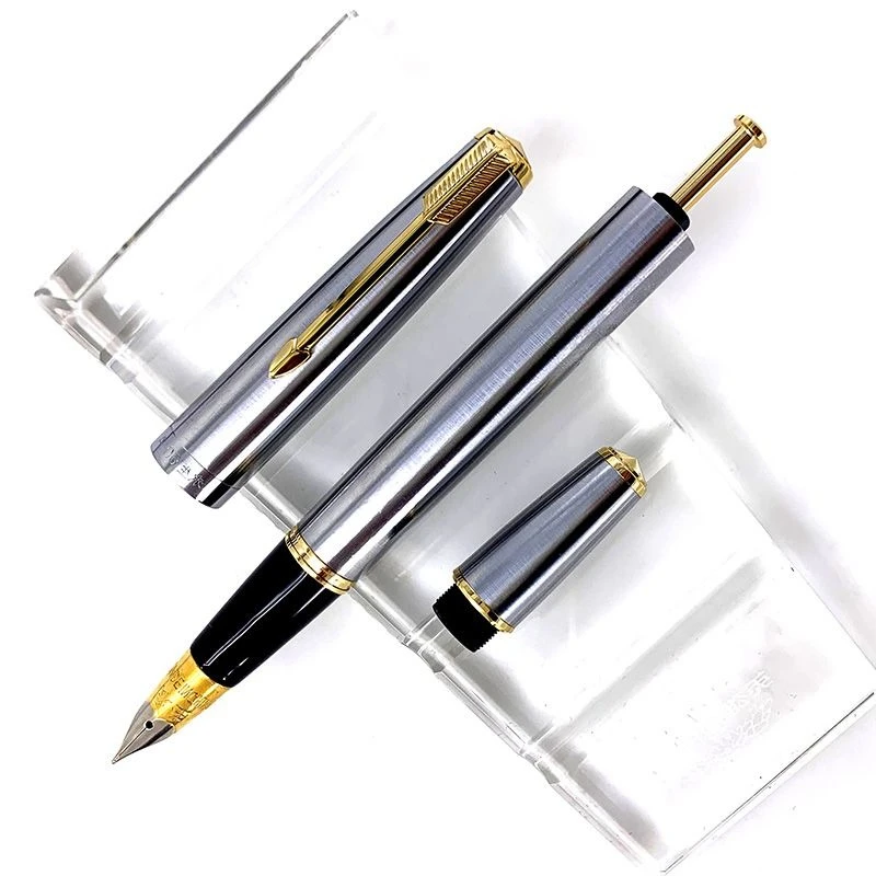 JUNLAI New Sale Wingsung 601 Piston Fountain Pen0.5F 0.7M Bent Curved Art Nib Office Japanese Portable Business Signature Pen