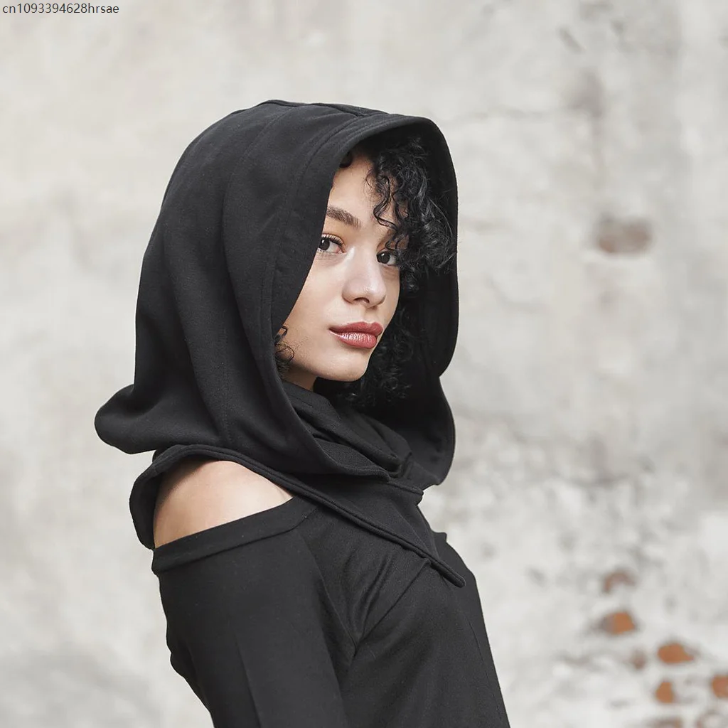 Unisex Medieval Assasian Ninja Rogue Cowl Hood Scarf Winter Neck Warmer Costume Hooded Cape Hat for Halloween Cosplay