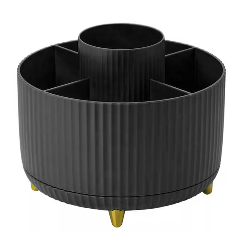 360 Degree Rotating Makeup Organizer Large Capacity Cosmetic Organizer 5 Compartment Makeup Storage Holder for Bedroom Bathroom