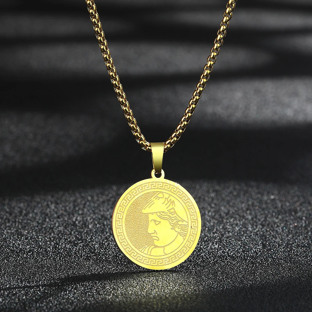 Chandler Alexander The Handmade Stainless Steel Pendant Ancient Greek Coin Necklace Tetradrachmon Pendant Jewelry for Unisex