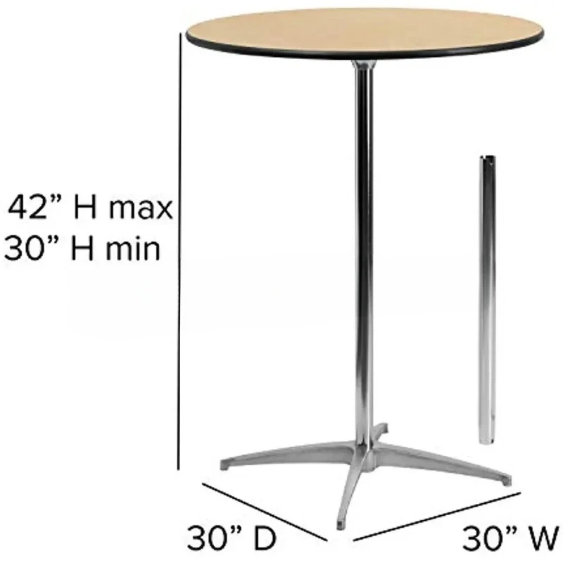 Muebles Mesa de cóctel redonda de madera de 30'' con columnas de 30'' y 42'', color beige