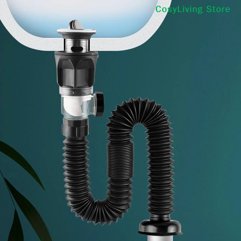 Universal Flip Stainless Steel Washbasin Washbasin Sink Wall Drainage Pipe Anti Odor Drainage Pipe Kitchen Bathroom Accessories