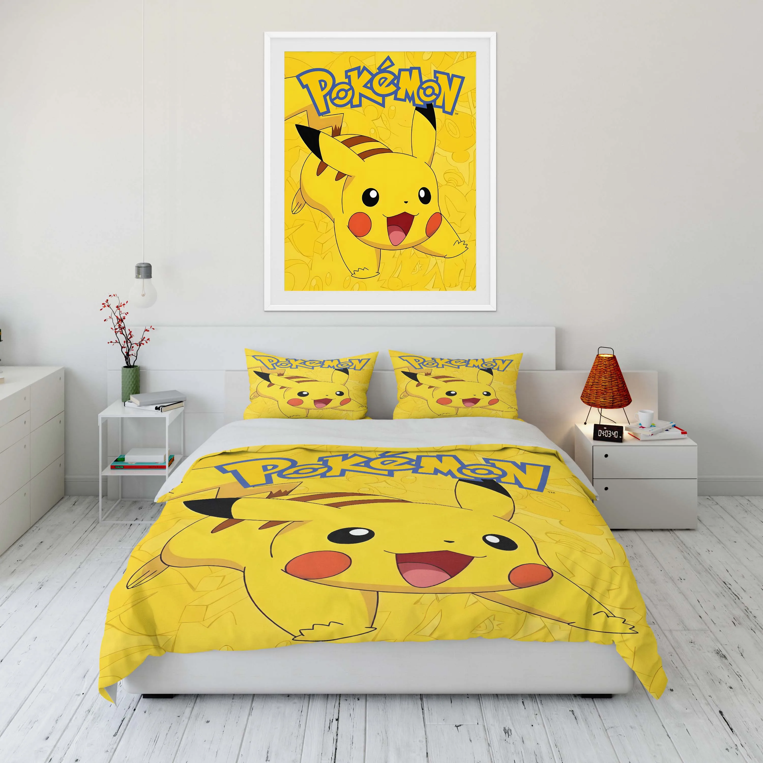 

Cartoon Pokémon Pikachu Psyduck Printed Warm Soft Quilt Cover Pillowcase Bedding Set Kids Adult Comfortable Bed Set Twin King