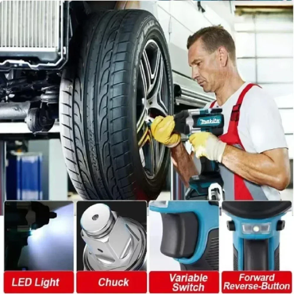 ใหม่【1000N.m】Original Makita DTW700 ประแจผลกระทบไฟฟ้า 1000 N.m แรงบิดสูง 1/2 นิ้วใช้งานร่วมกับแบตเตอรี่ Makita 18V