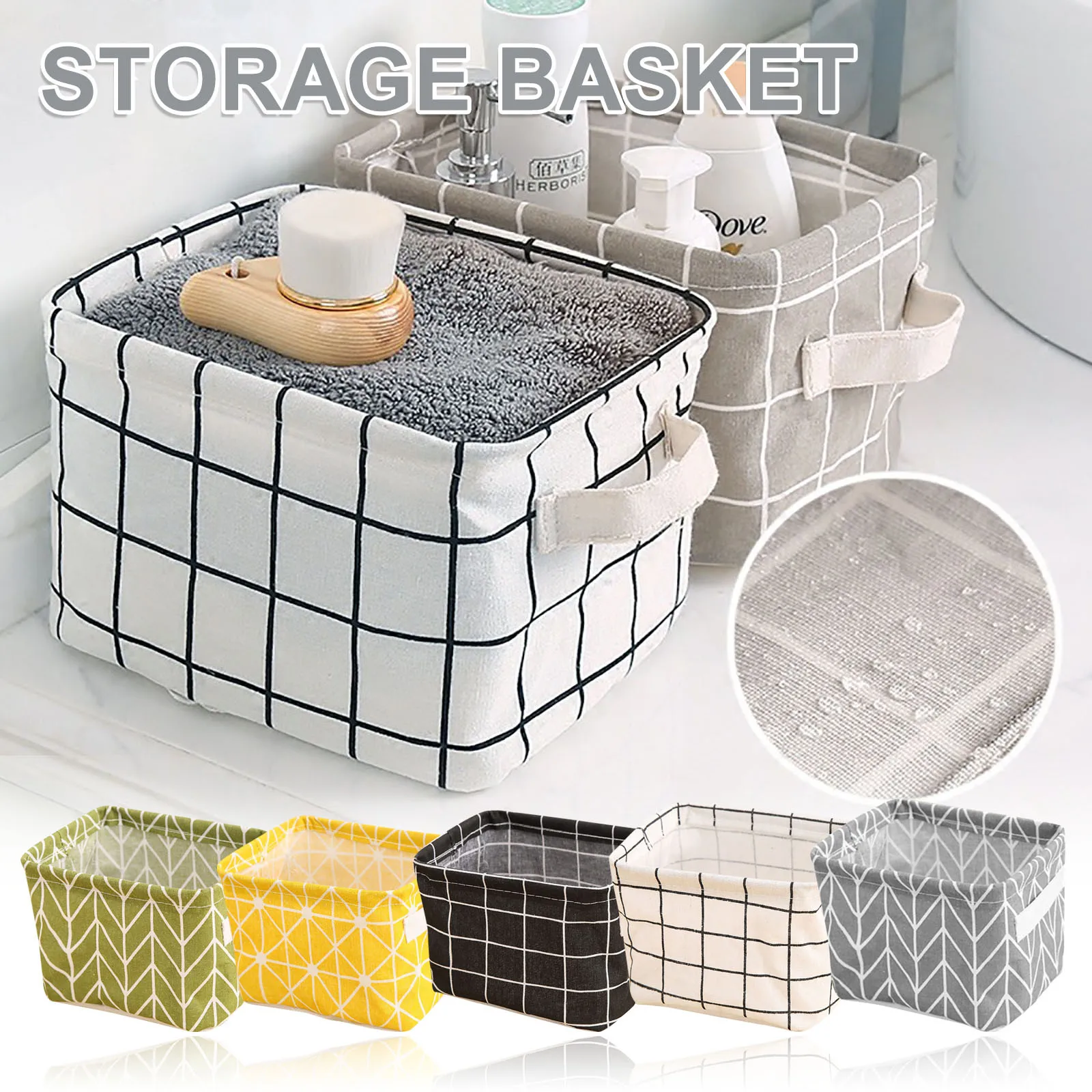 Rectangular Fabric Storage Basket Foldable Cloth Organizer Bin Collapsible Storage Box for Home Sundries Toy Clothes