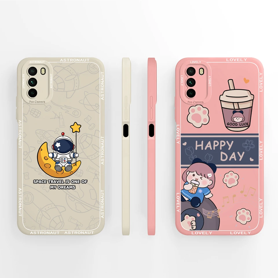 Xiaomi Poco M3 Poco M3 Pro 5G Pink Love Heart Flower Liquid Antifouling Durable Back Cover for xiaomi poco m3 pro 5g Coque