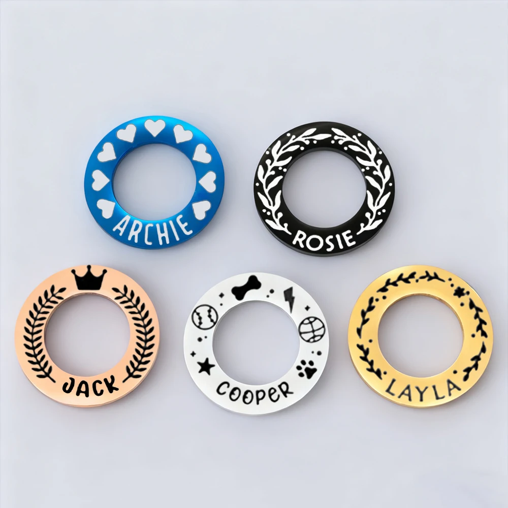 1pcs Custom Stainless Steel Keyring Engraved Pet ID Tag Keychain for Dog Cat Personalized Circle Name Tag Gift for Pet Owner