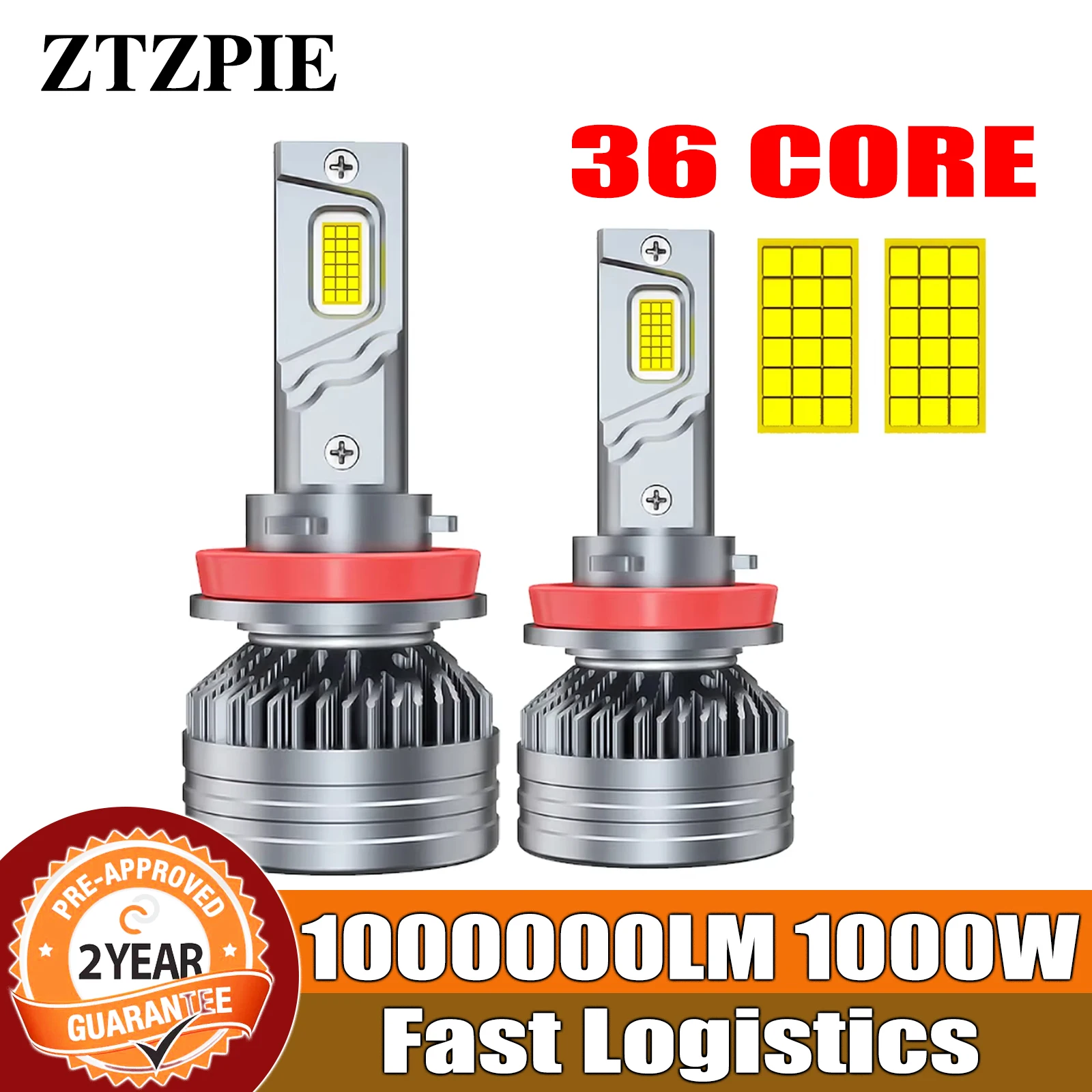

ZTZPIE 6000K HB3 HB4 9005 9006 H1 H7 H11 лампочка светодиодные лампы Canbus CSP 4575 мощная Автомобильная фара светильник 1000 Вт 12 В противотуманная фара лм