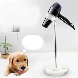 Hair Dryer Stand Rotatable Space Aluminium Blow Dryer Floor Stand Adjustable Angle Retractable Design Stable Base for Bathroom