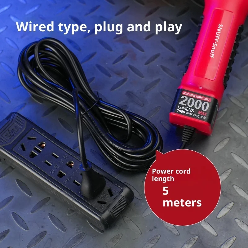 FUNAYA Riparazione auto forte lavoro luce luminosa 2000 lumen rotazione a 360 gradi gancio magnete plug-in illuminazione cablata per riparazione auto