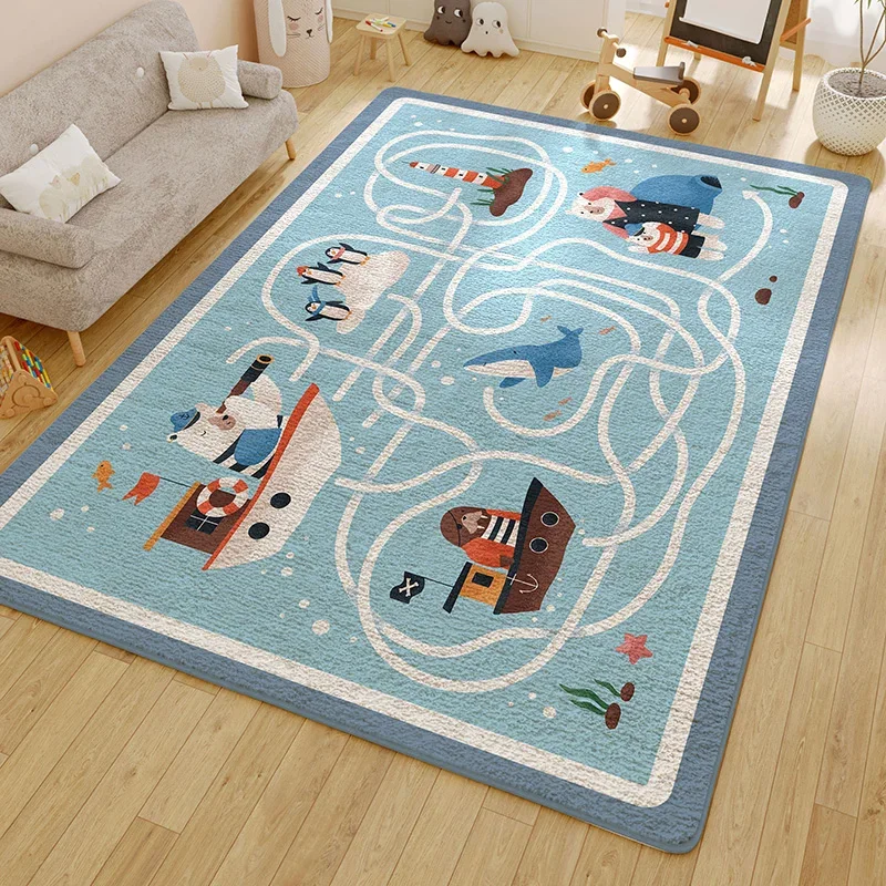 Nordic Simple Largearea Decorative Carpet Living Room Carpets Non slip Washable Rug Washable Cute Cartoon Home