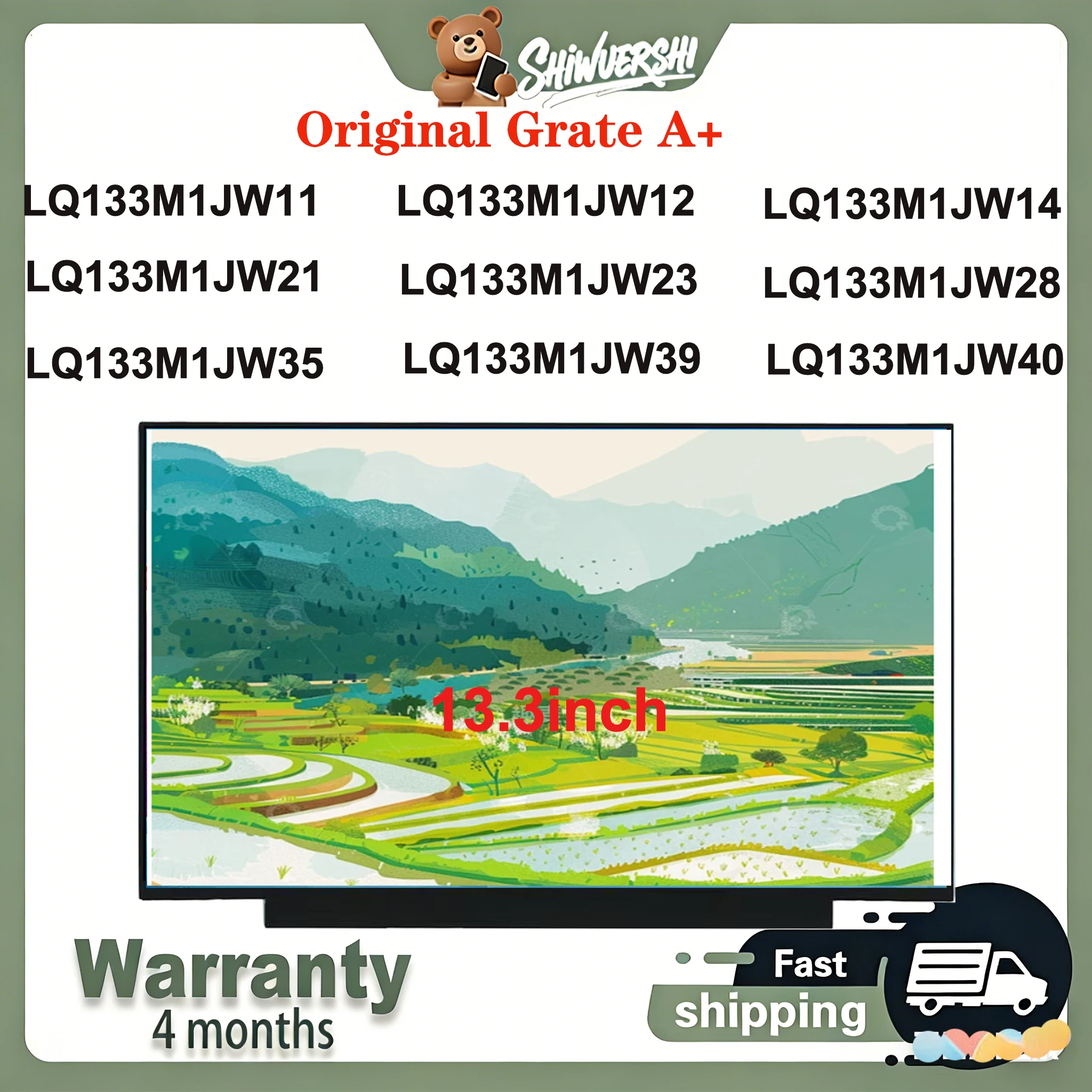 

Original New A+13.3" Lcd Screen LQ133M1JW11 LQ133M1JW12 LQ133M1JW14 LQ133M1JW21 LQ133M1JW23 LQ133M1JW28 LQ133M1JW35 JW40