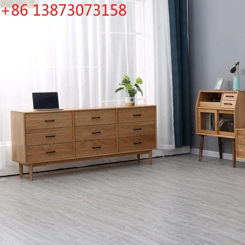Nordic white oak accommodating nine-chest cabinet Japanese-style bedroom storage drawer cabinet Walnut solid wood chest cabinet