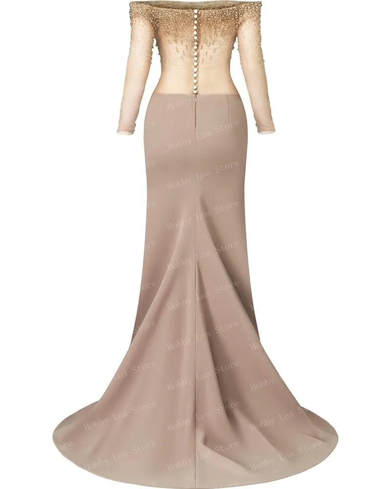 High Waist Brown Slit Design Women's Elegant Formal Occasion Soft Material Body-hugging Ankle-length Evening Skirt Ever Pretty