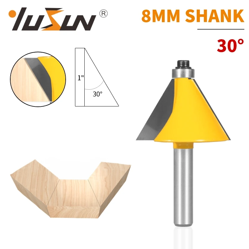 YUSUN 8MM Shank 30° Chamfer Bit Woodworking Milling Cutter For Wood Bit Face Mill Carbide Cutter End Mill