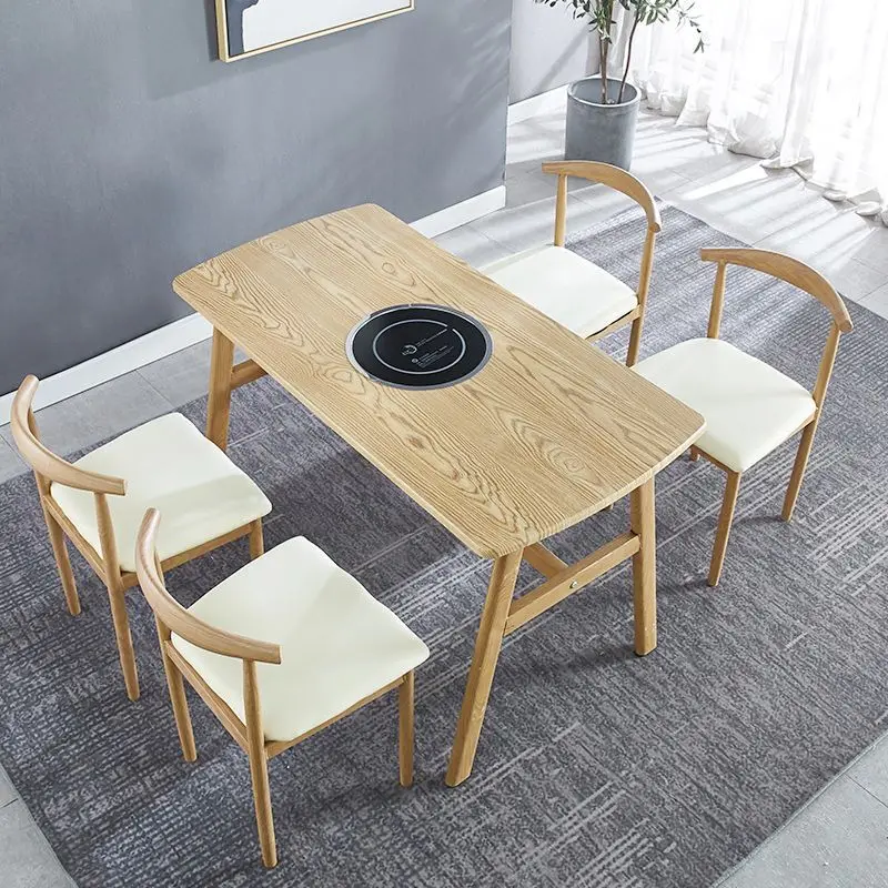 

Dining table, small apartment, household, hot pot, rectangular, electromagnetic, leisure, combination