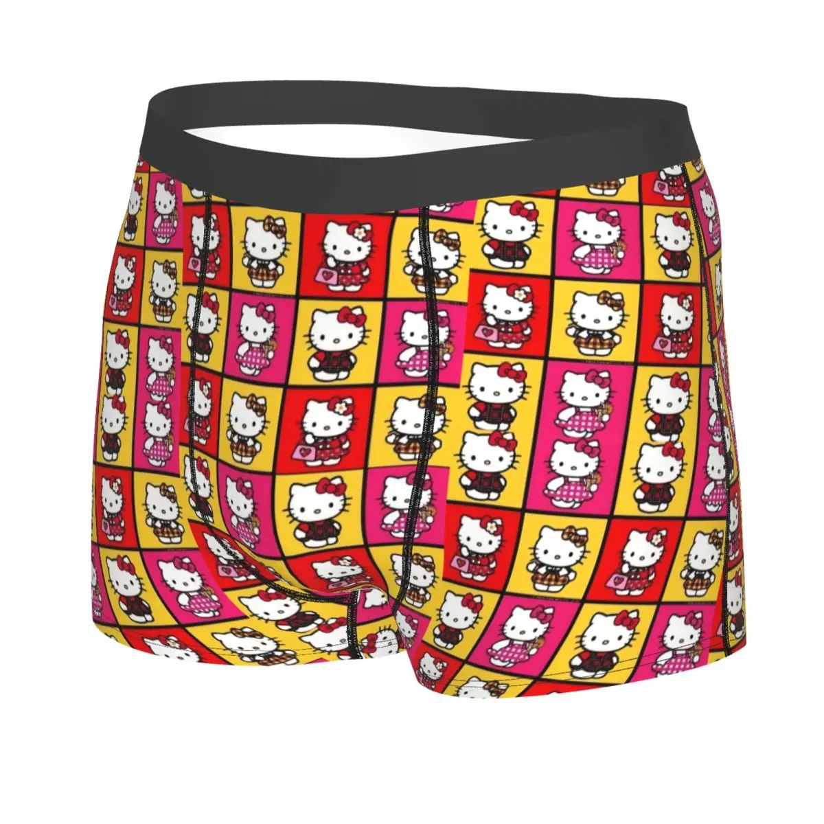 Custom Cartoon Hello Kitty Sanrio Japan Anime Underwear Men Stretch Boxer Briefs Shorts Panties Soft Underpants For Homme