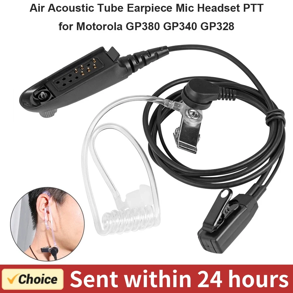 Covert Acoustic Tube Earpiece Headset Mic PTT for Motorola GP380 Walkie Talkie