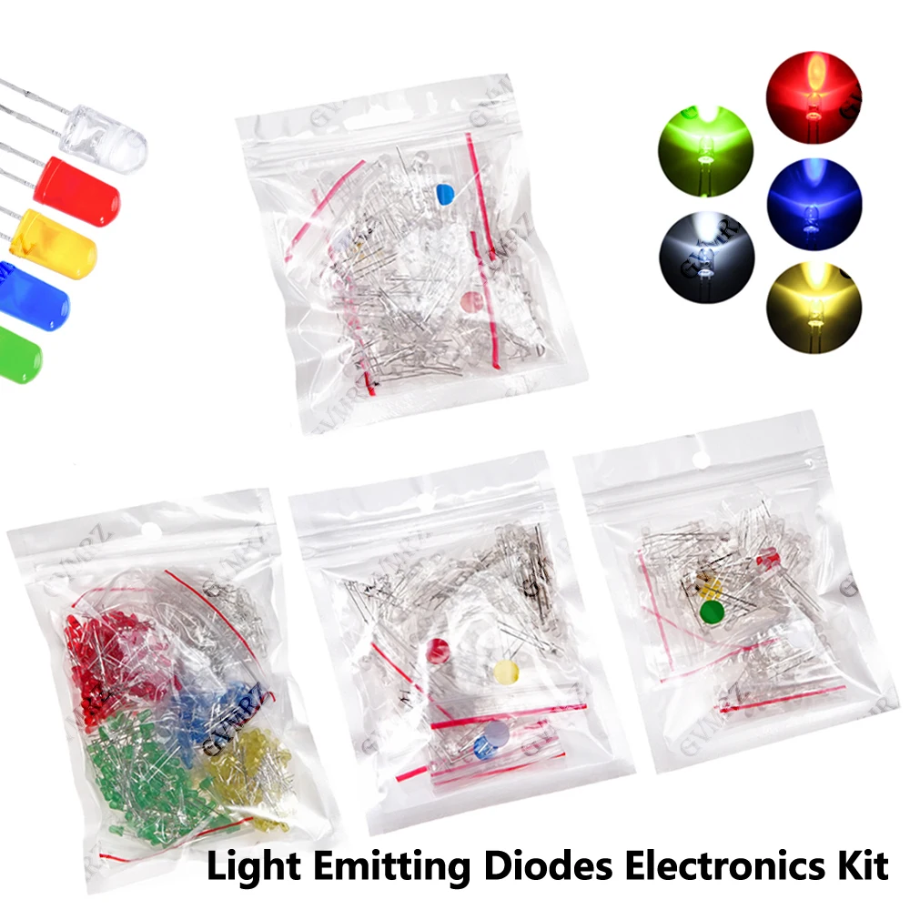 3MM 5MM Yellow Orange Light Emitting Diodes Electronics Kit F3 F5 LED Diode Assorted Kit White Green Red Blue  Luminous LED F3