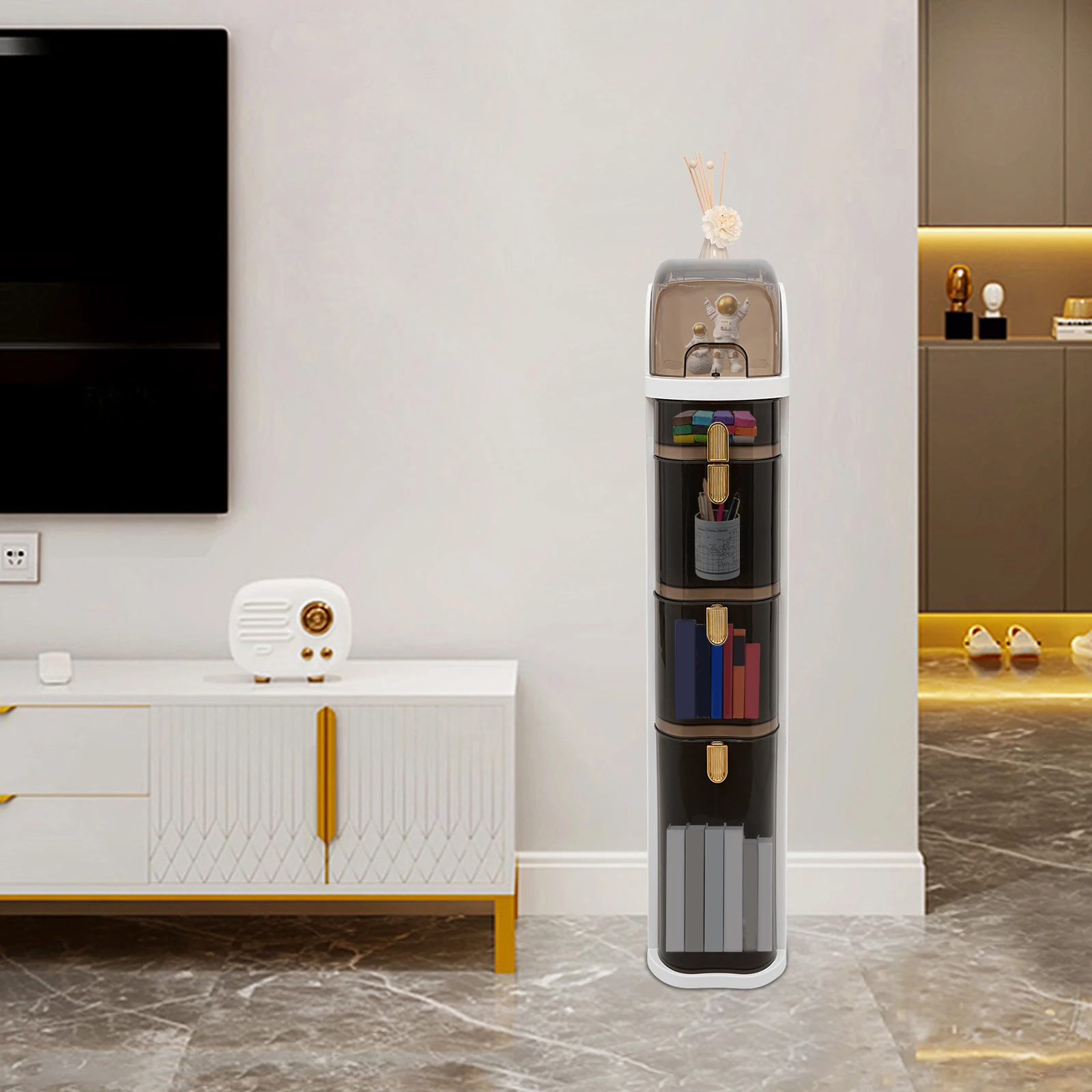 

Storage Cabinet-41*18*98Cm-4 Layers For Home Living Room To Store