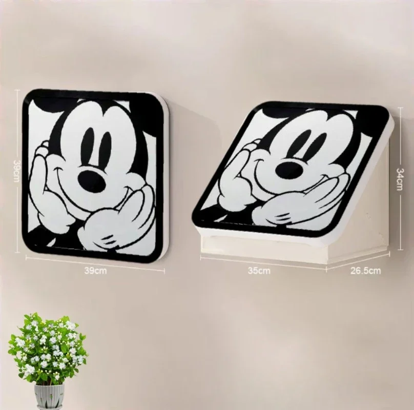 Disney Mickey Bathroom Mural Storage Box Kawaii Cartoon Mickey Punch-free Wall-mounted Folding Storage Cabinet Storage Rack