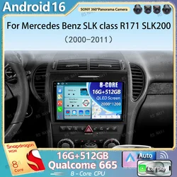 Android 16 Car Radio For Mercedes Benz SLK class R171 SLK200 SLK280 SLK300 2000-2011 GPS Navigation Multimedia Player Stereo DSP