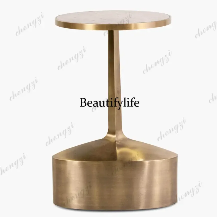 Light luxury stainless steel hexagonal marble corner few old side few hotel model room round coffee table