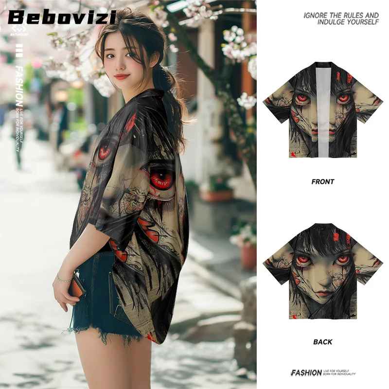 Harajuku Topy anime postać Nadruk Kimono Streetwear Męskie Damskie Kardigan Cosplay Haori Yukata Plaża Japoński Styl Duże Rozmiary