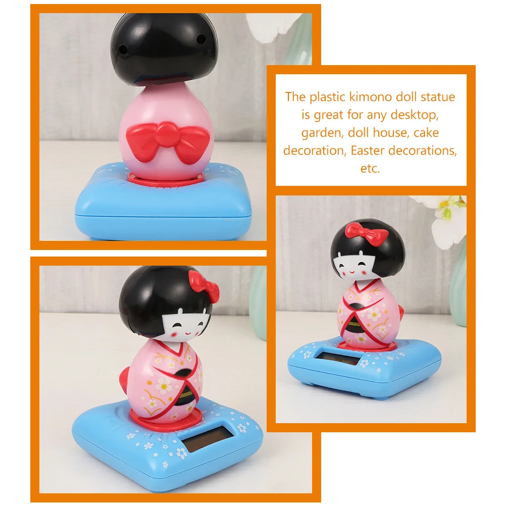 

2pcs Shaking Head Kimono Small Plastic Car Decor Desktop Garden Ornament Micro Landscape Decoration Novelty For Home Office