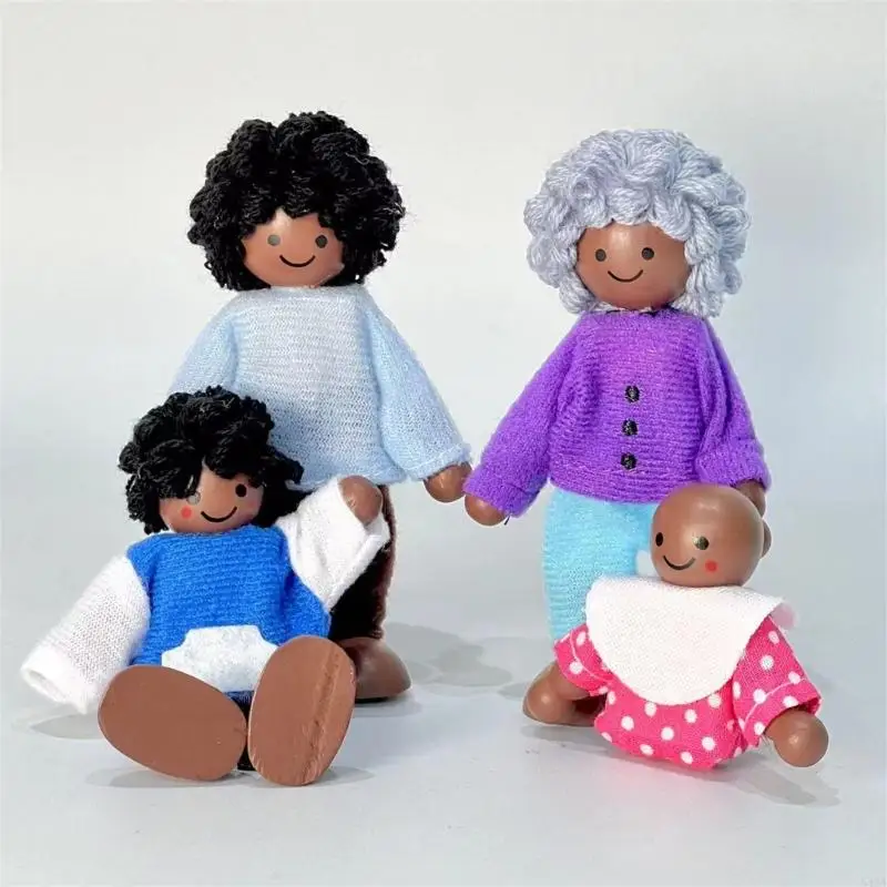 54DA Interactive Wooden Family Dolls Set for Kids Learning and Social Skill Development